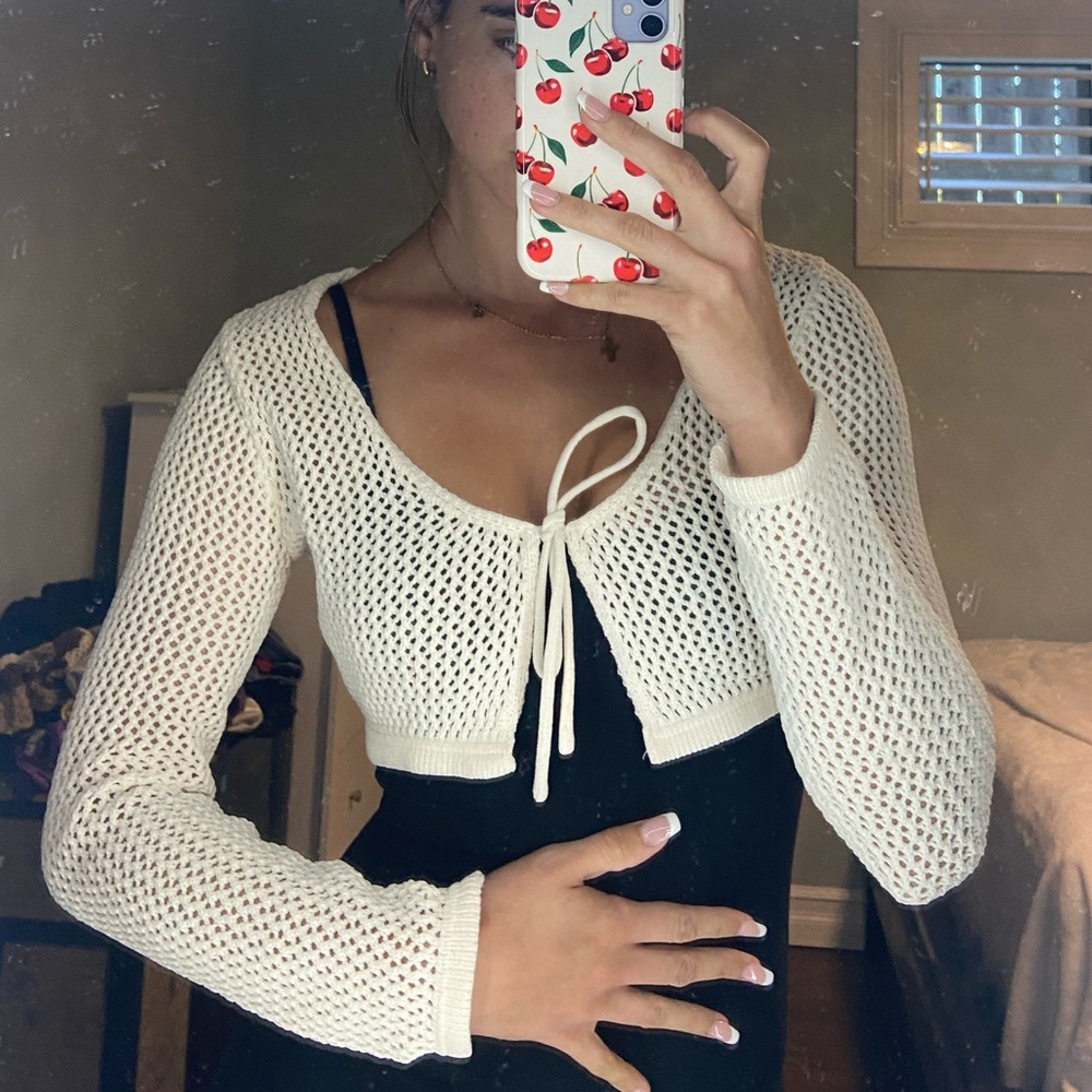 crochet zara tie up cover up